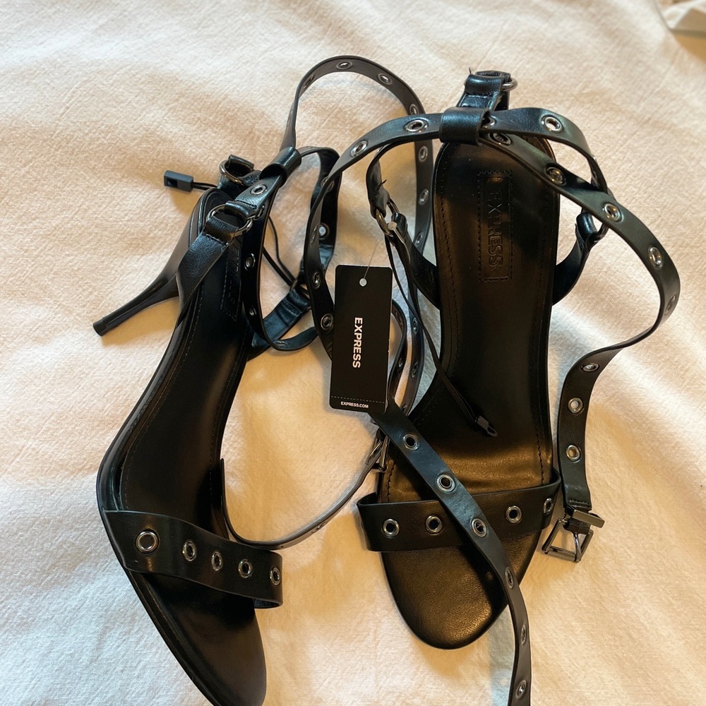 Express Black Strappy Heels